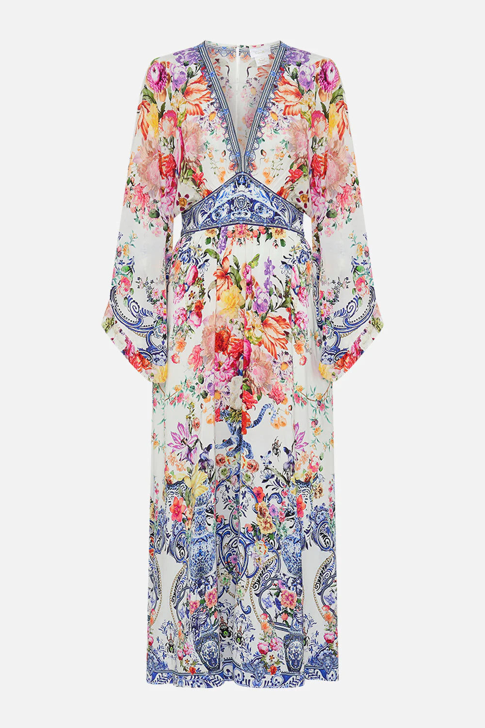 WAISTED DRESS WITH KIMONO SLEEVE