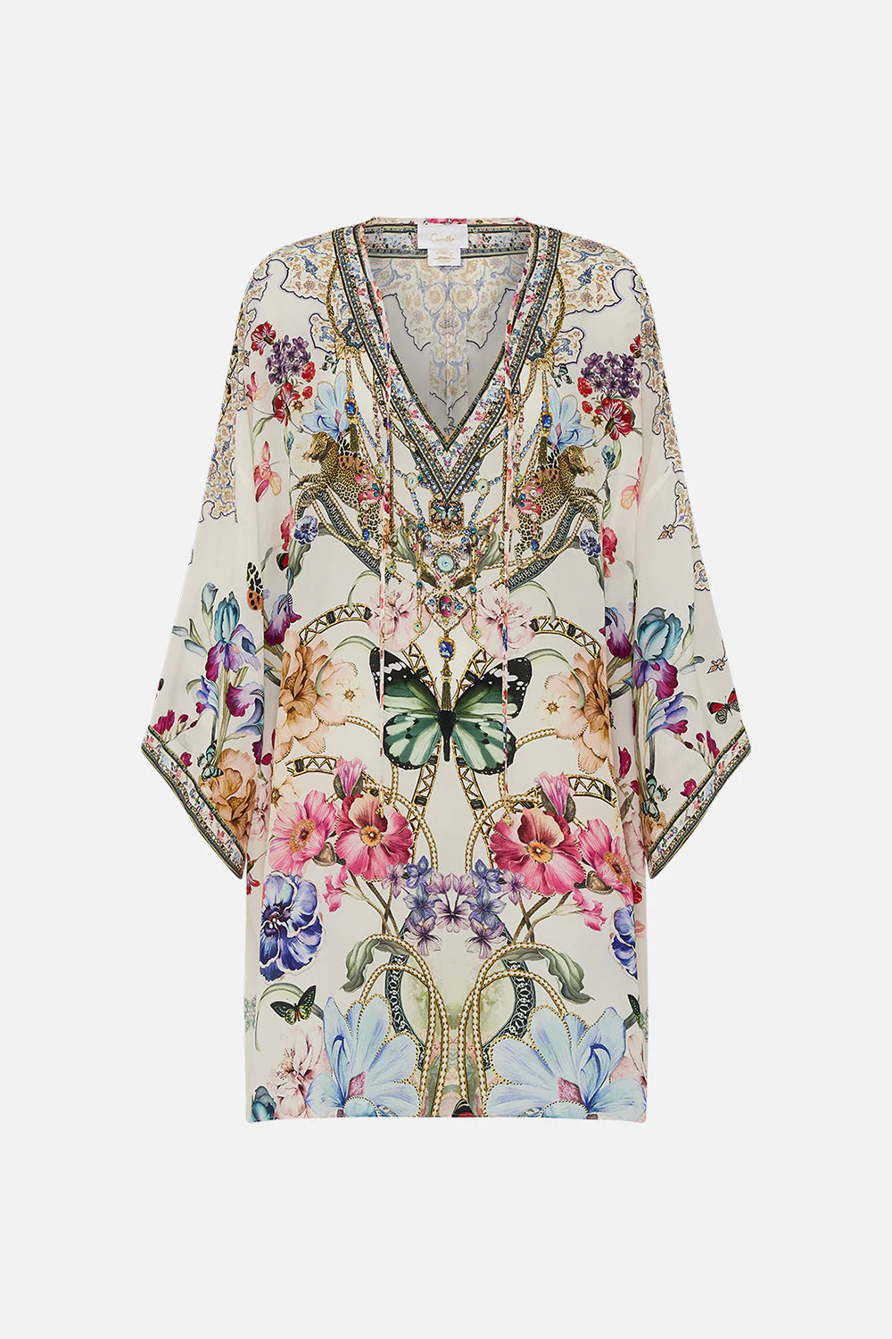 V NECK SHORT KAFTAN WITH TIES