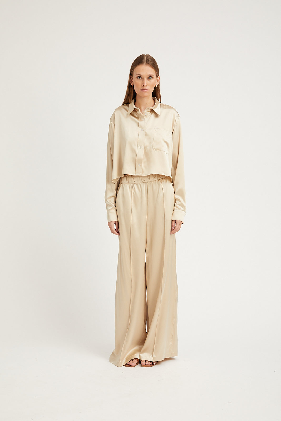 WIDE LEG PANT W/ PINTUCKS