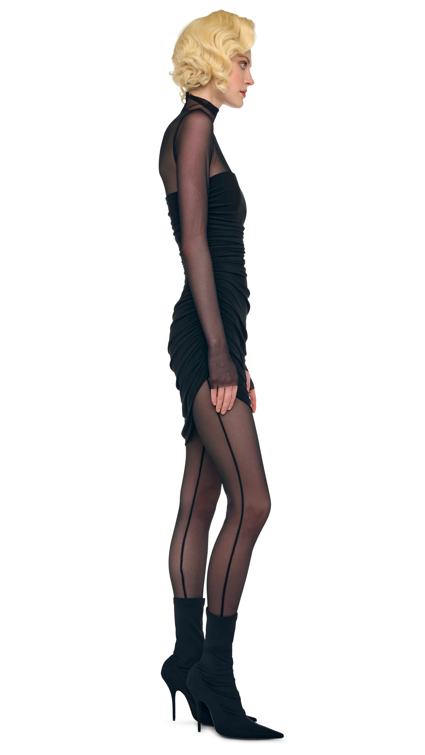 LS TURTLENECK STRAPLESS DIANA MINI DRESS