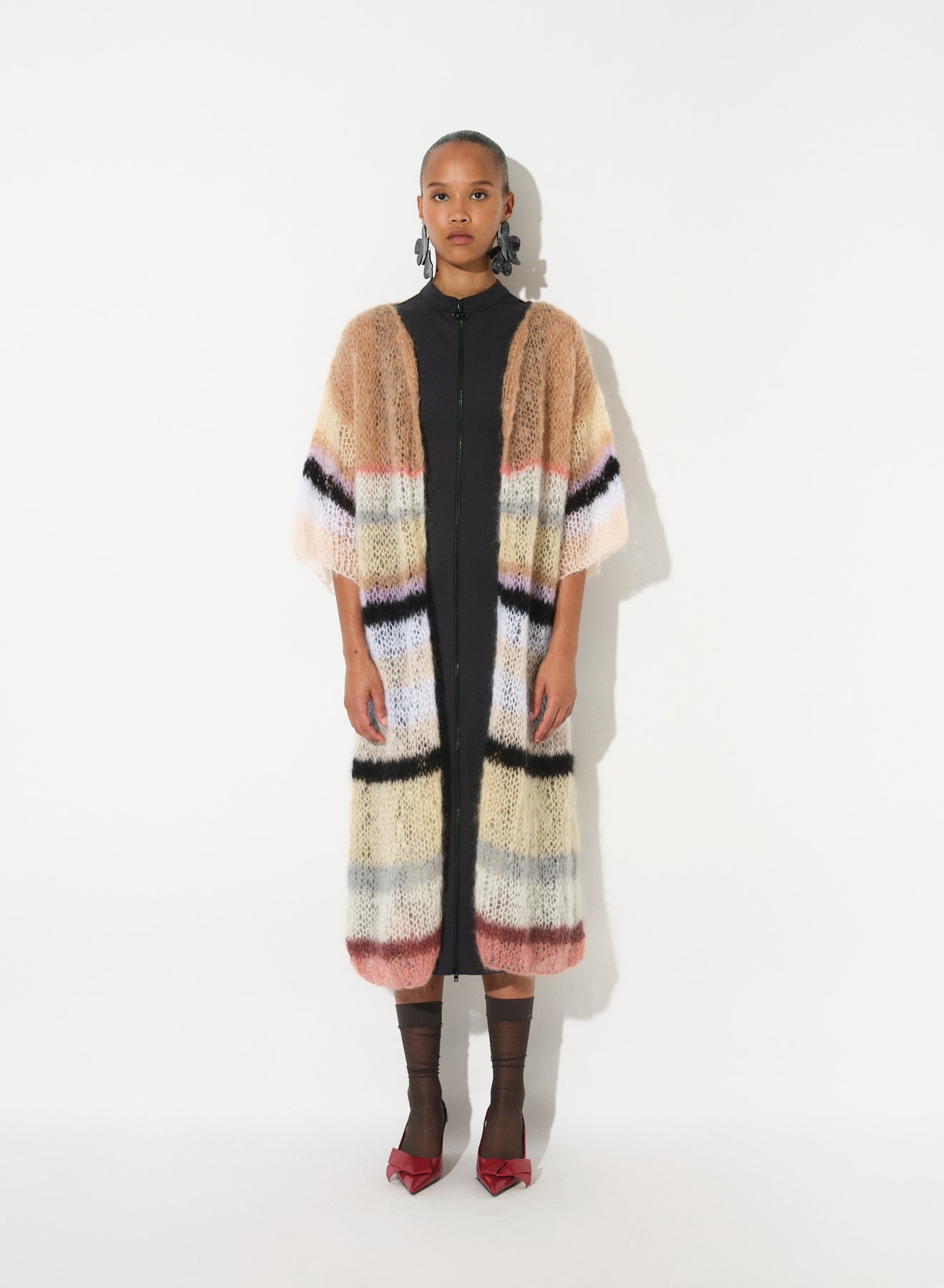 MOHAIR COAT LIGHT STRIPES