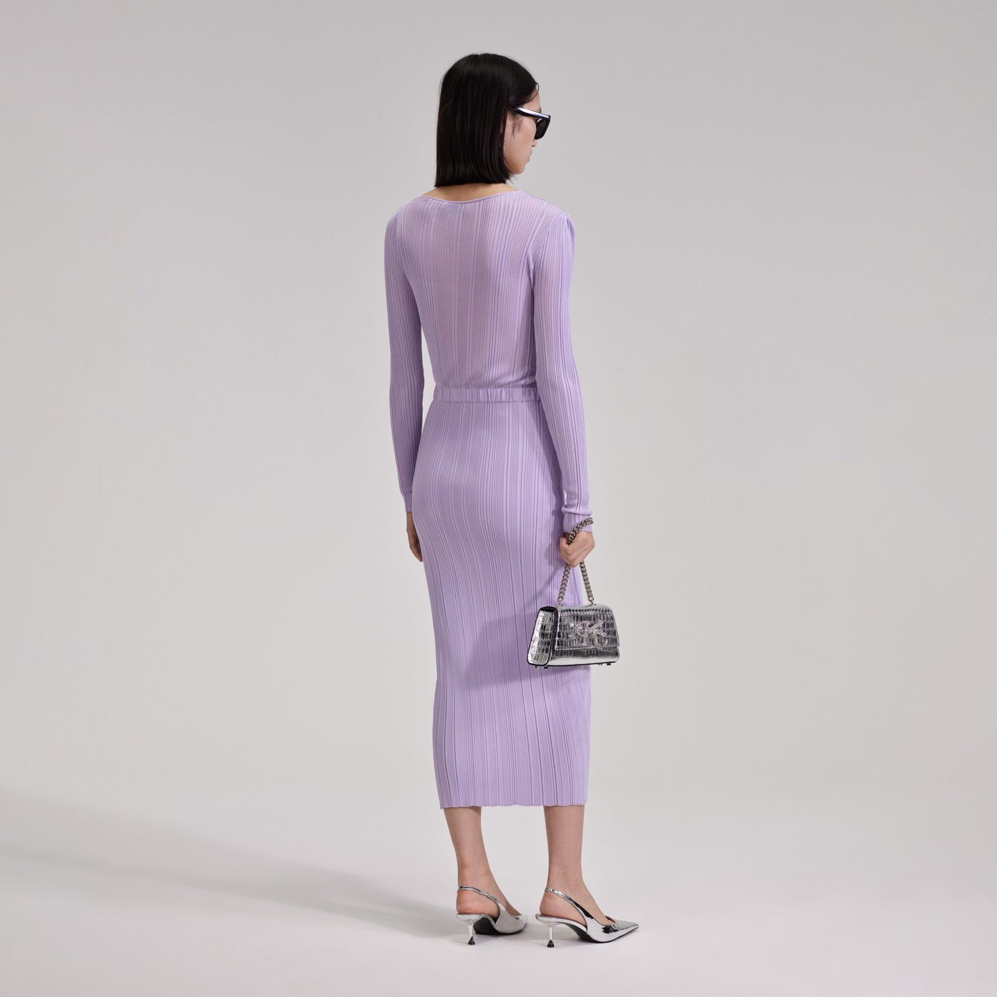 LILAC KNIT MIDI DRESS