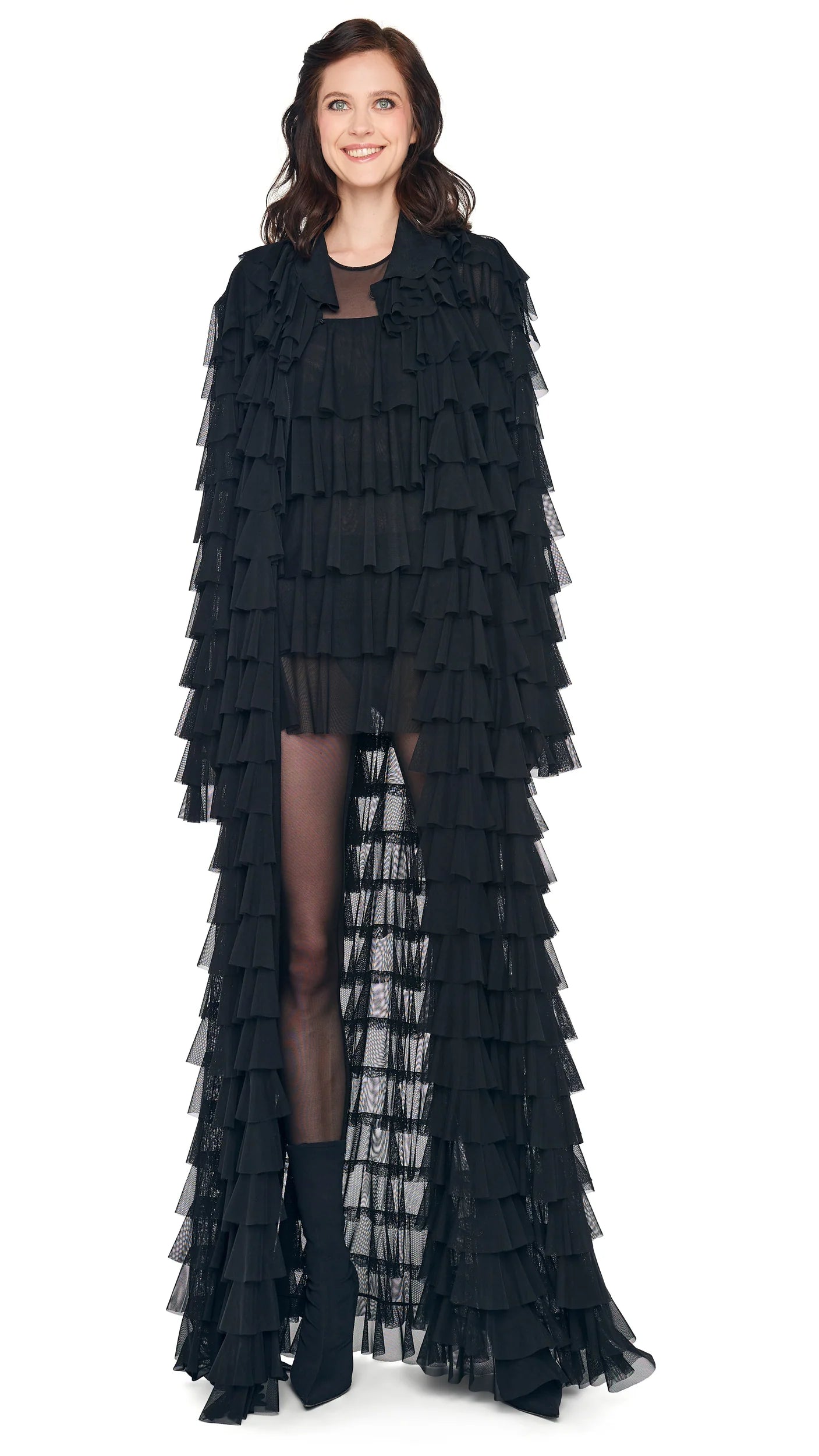 OVERSIZED ALL OVER RUFFLE COAT