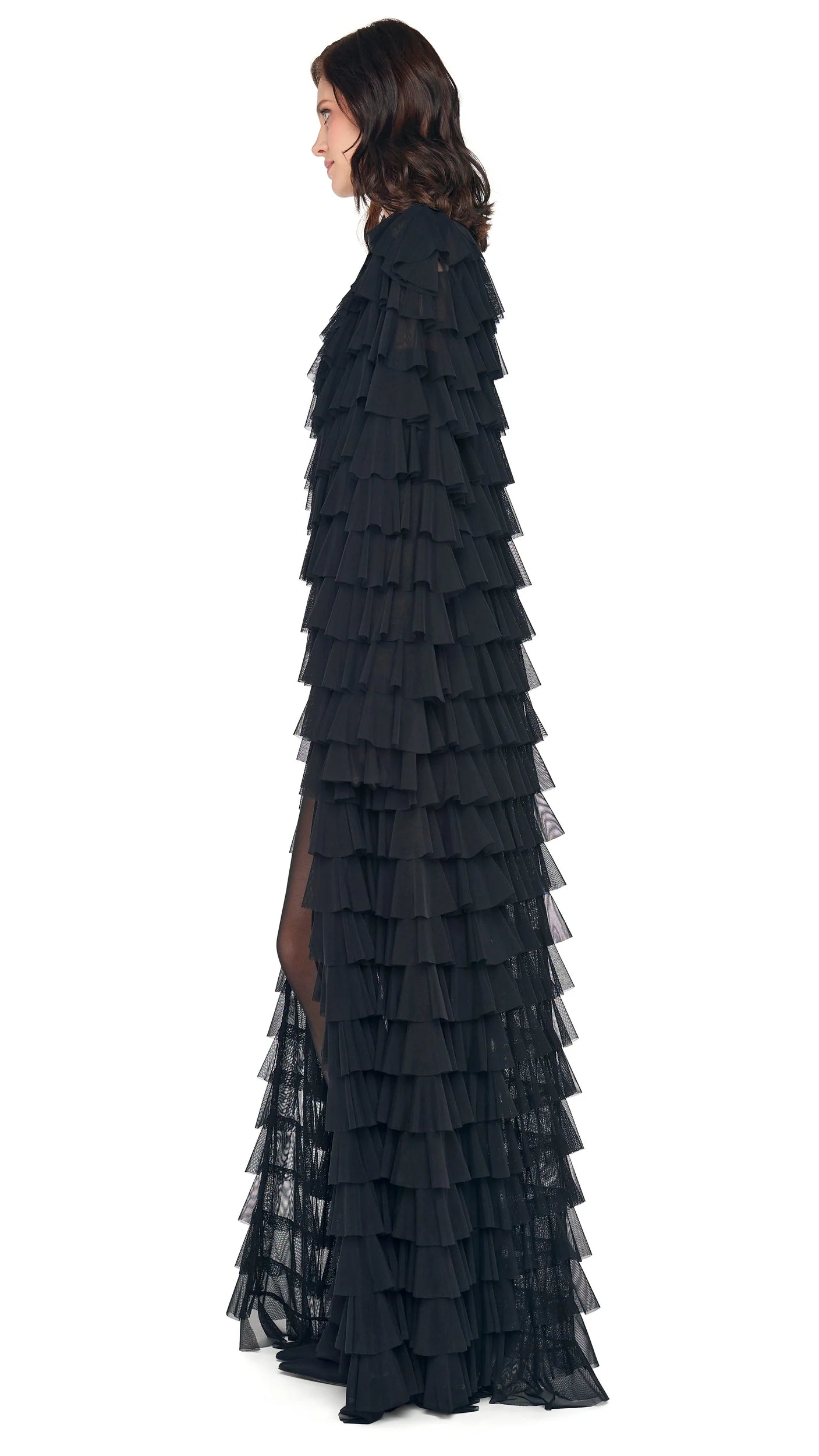 OVERSIZED ALL OVER RUFFLE COAT