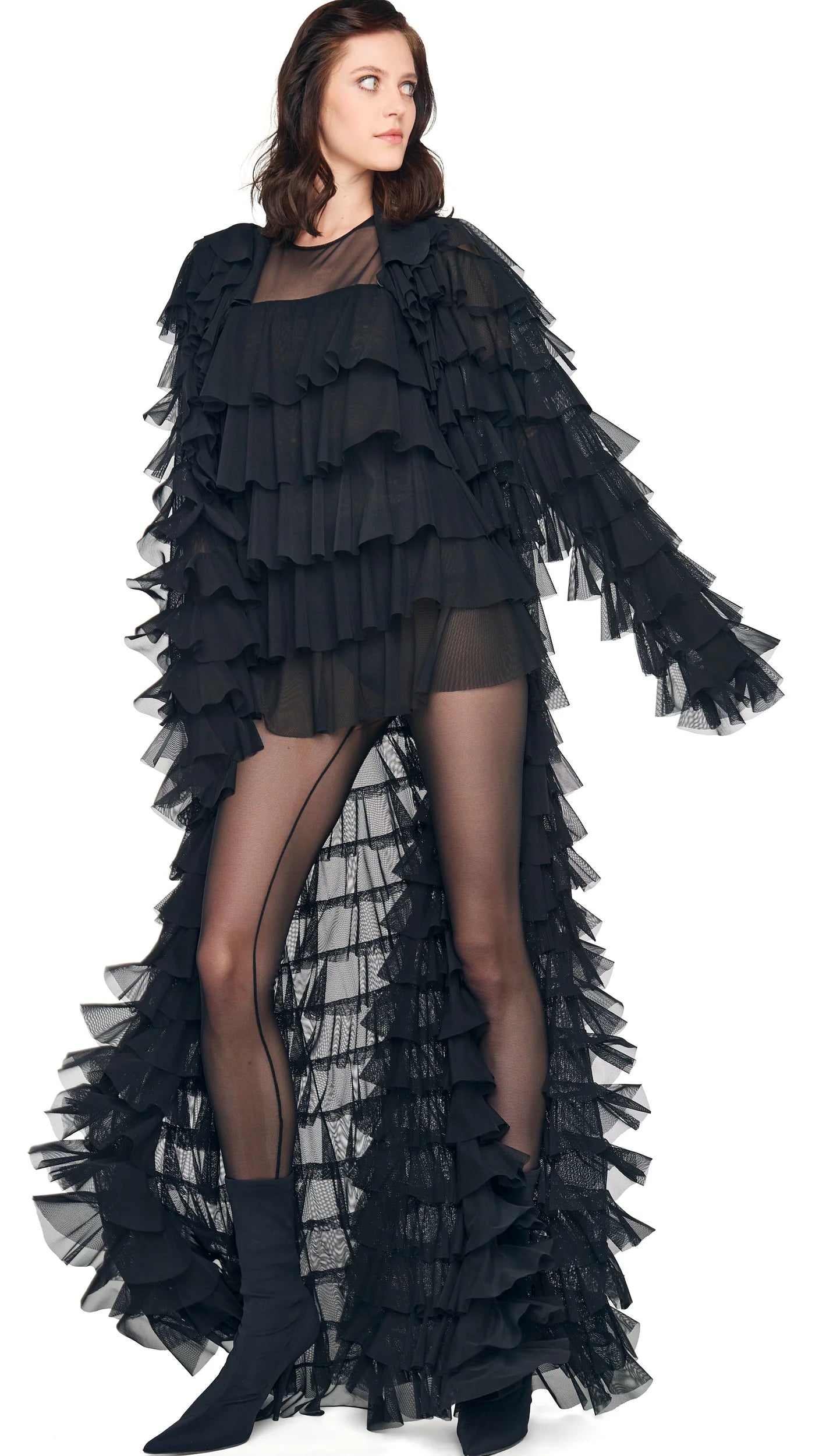 OVERSIZED ALL OVER RUFFLE COAT