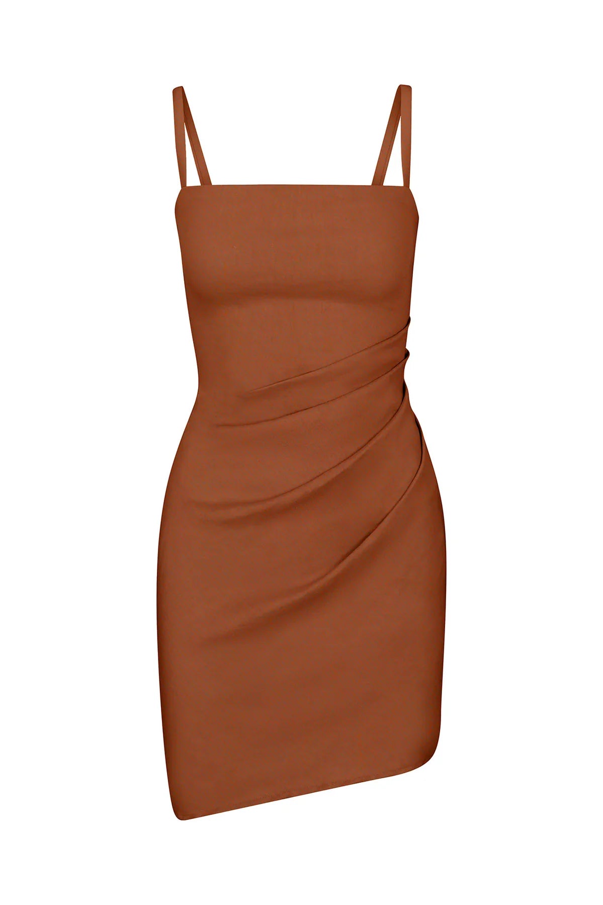 THE NADEGE DRAPED MINI DRESS IN STRETCH LINEN