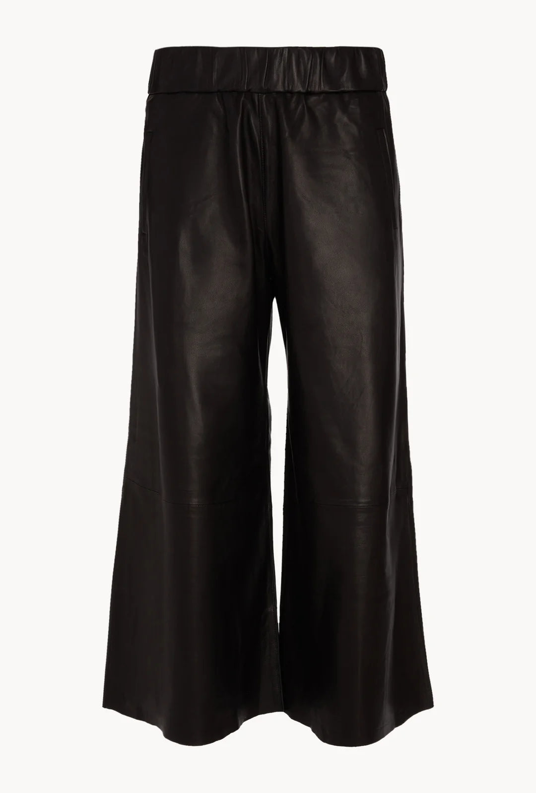 BLACK LEATHER CULOTTE PANTS