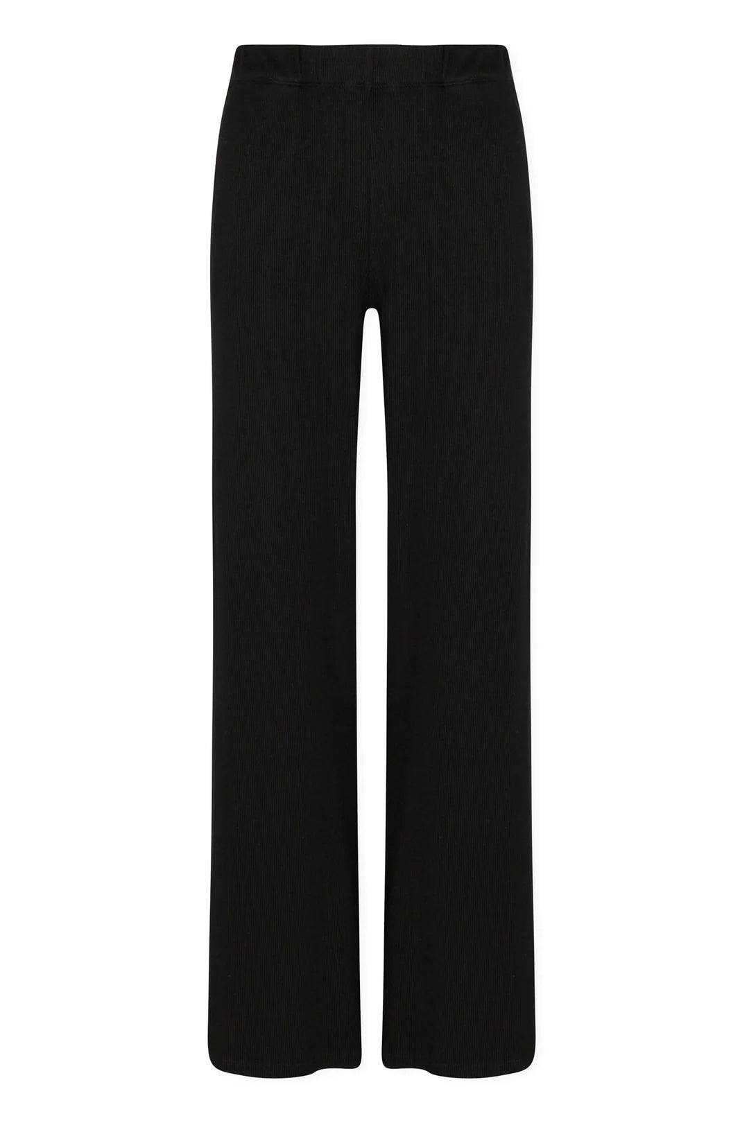 BLACK RIB WIDE LEG PANTS