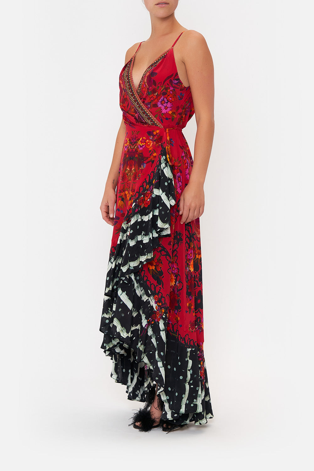 Draped Front Wrap Dress