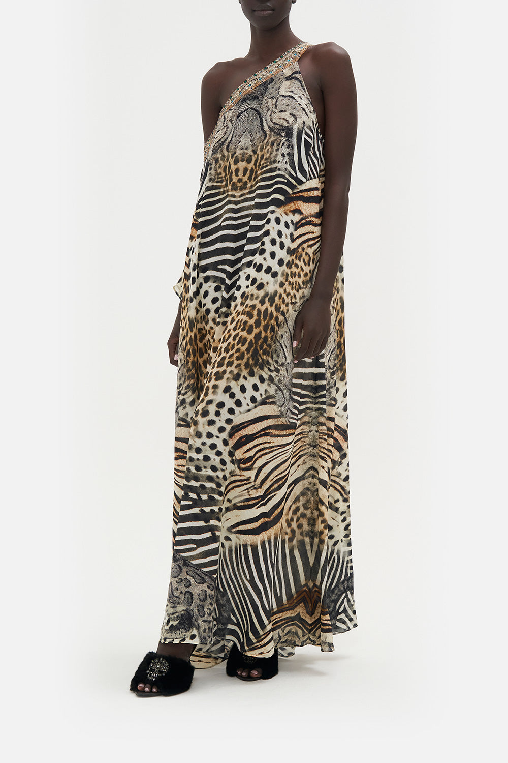 One Shoulder Kaftan w/ Neckband