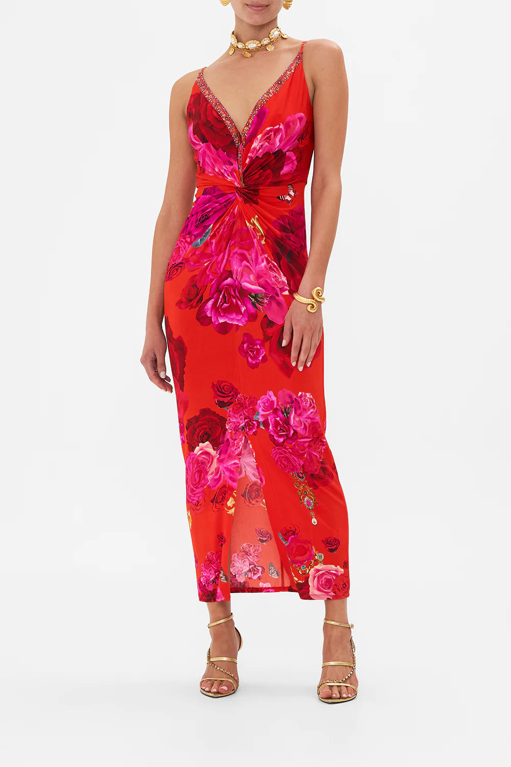 STRAPPY DRESS W TWIST FRONT