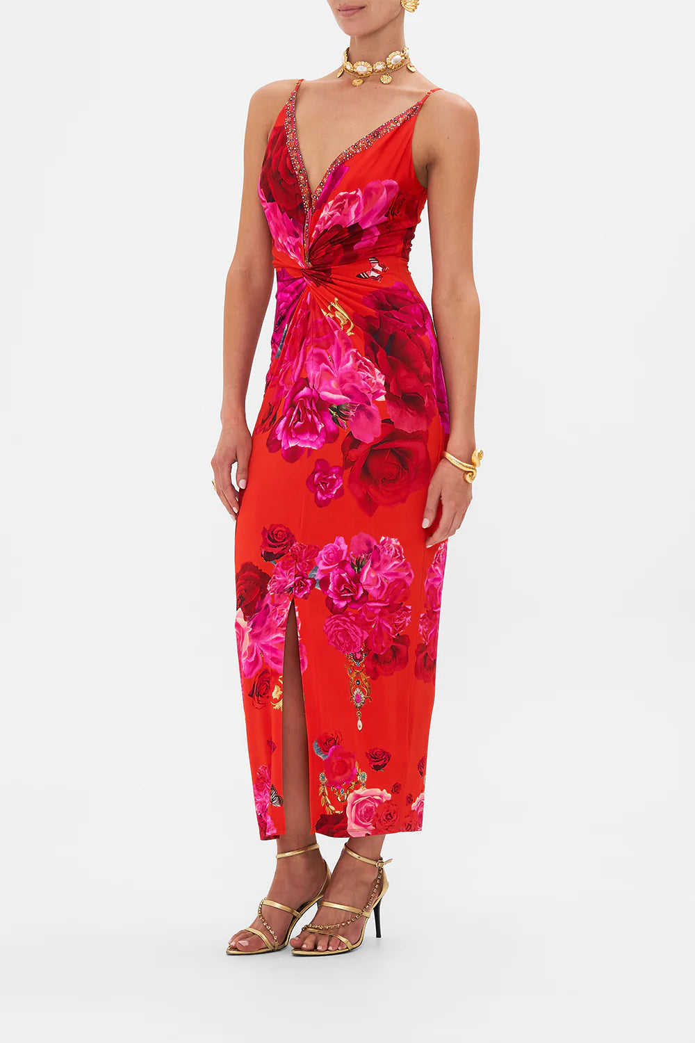 STRAPPY DRESS W TWIST FRONT