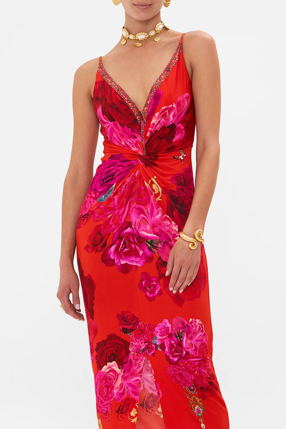 STRAPPY DRESS W TWIST FRONT
