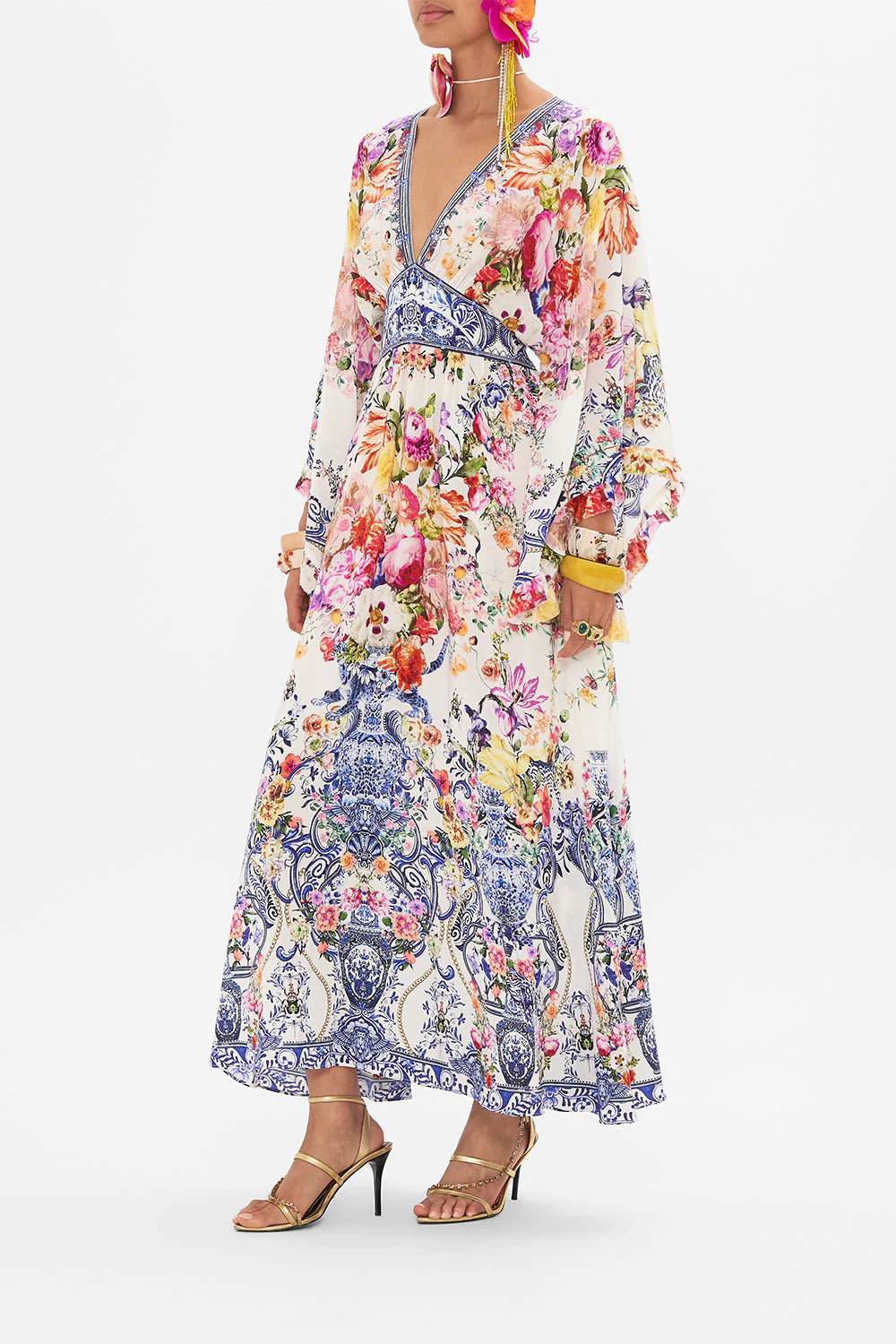 WAISTED DRESS WITH KIMONO SLEEVE
