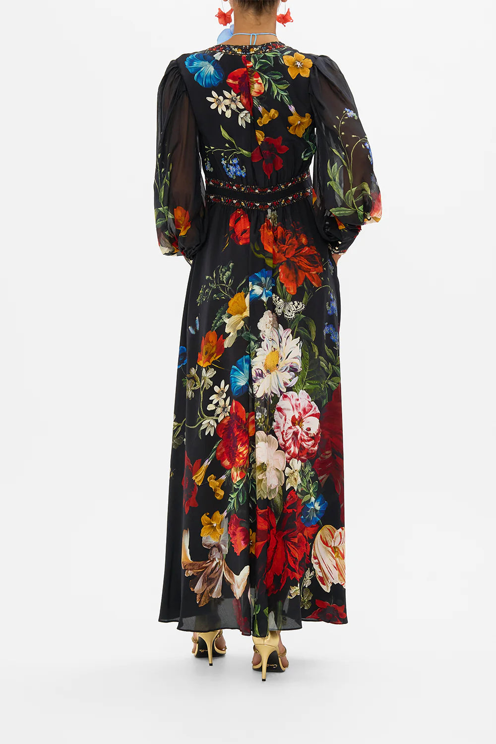 SHAPED WAISTBAND DRESS W GATHER SLEEVE