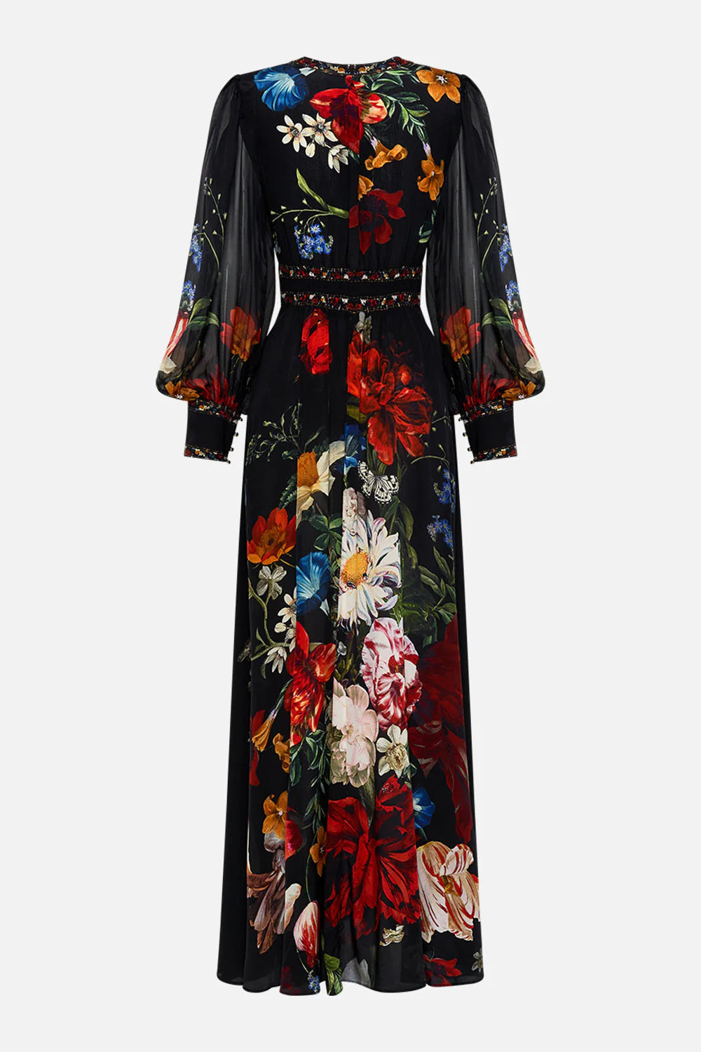 SHAPED WAISTBAND DRESS W GATHER SLEEVE