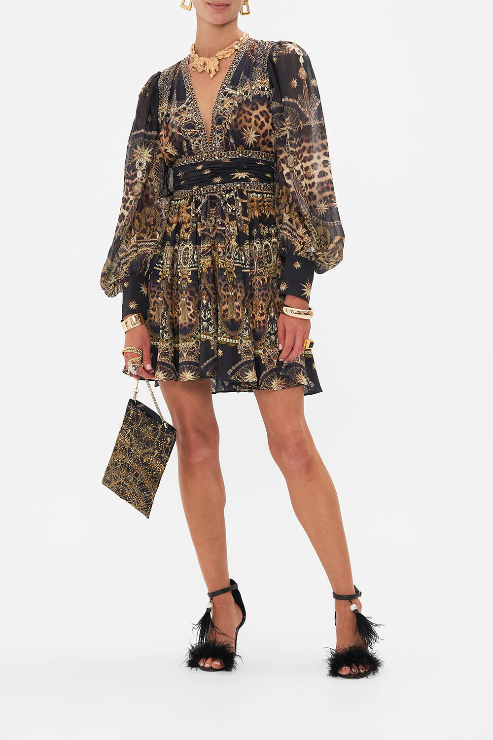 SHORT DRESS W RUCHED WAIST