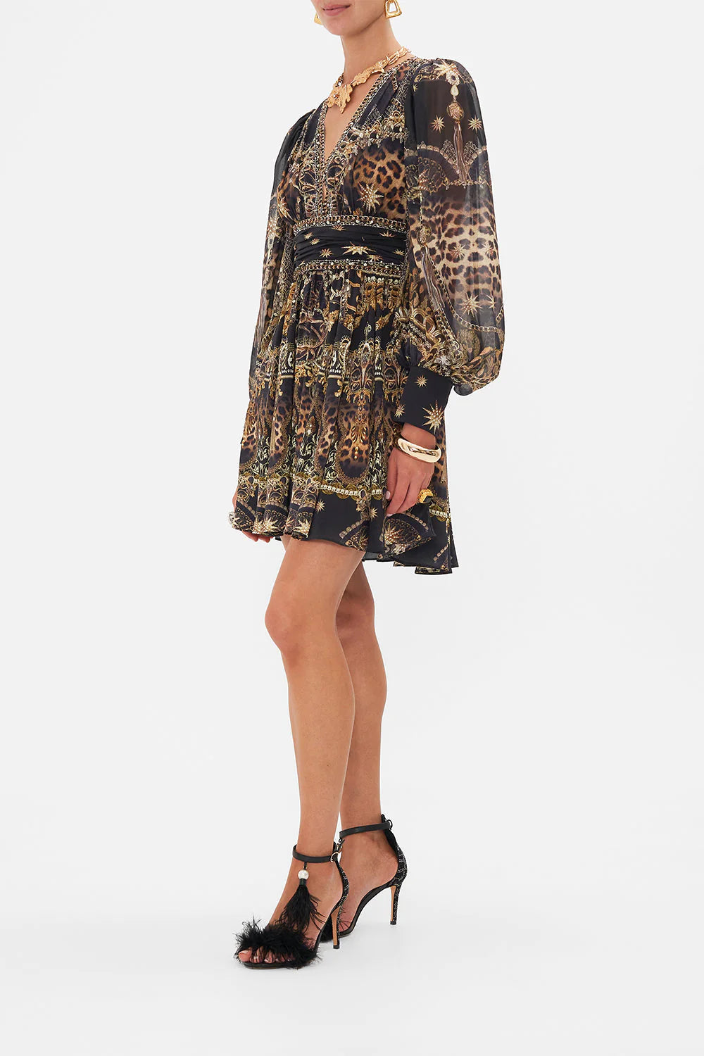 SHORT DRESS W RUCHED WAIST