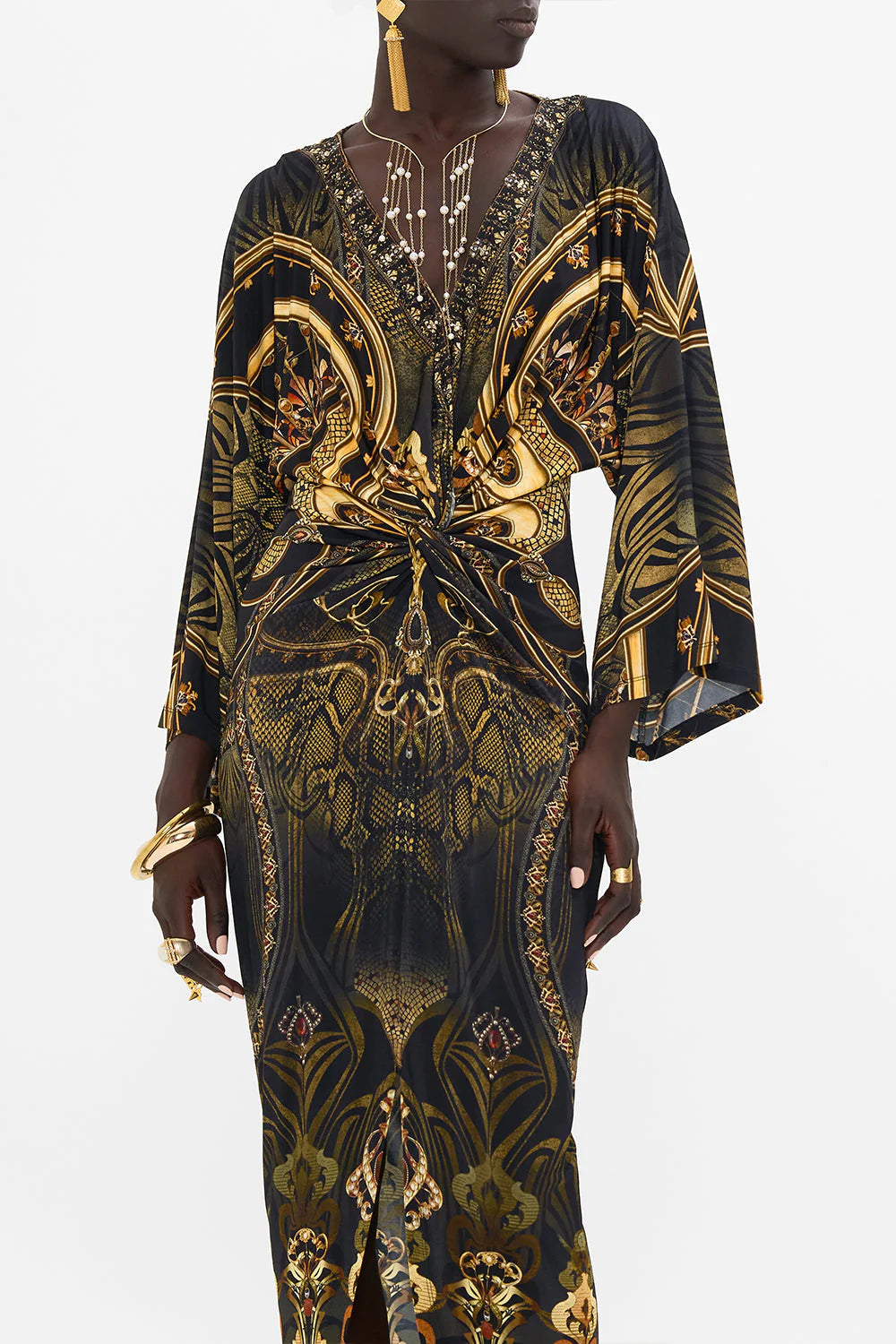 LONG SPLIT FRONT TWIST DRESS