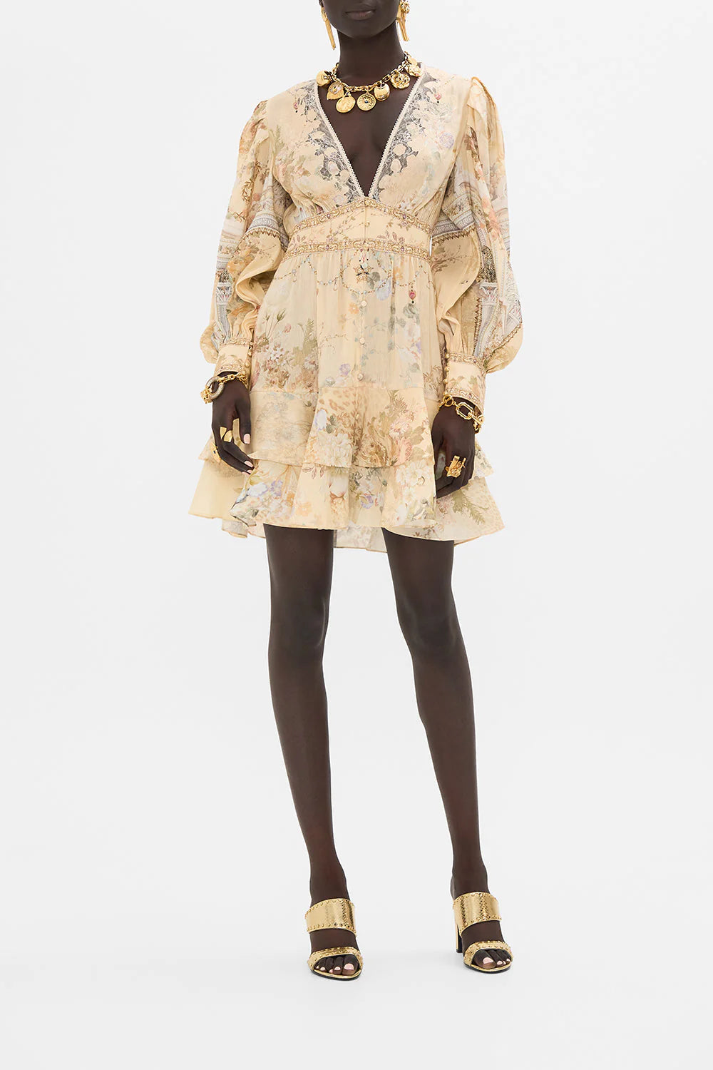 BUTTON FRONT FRILL DRESS