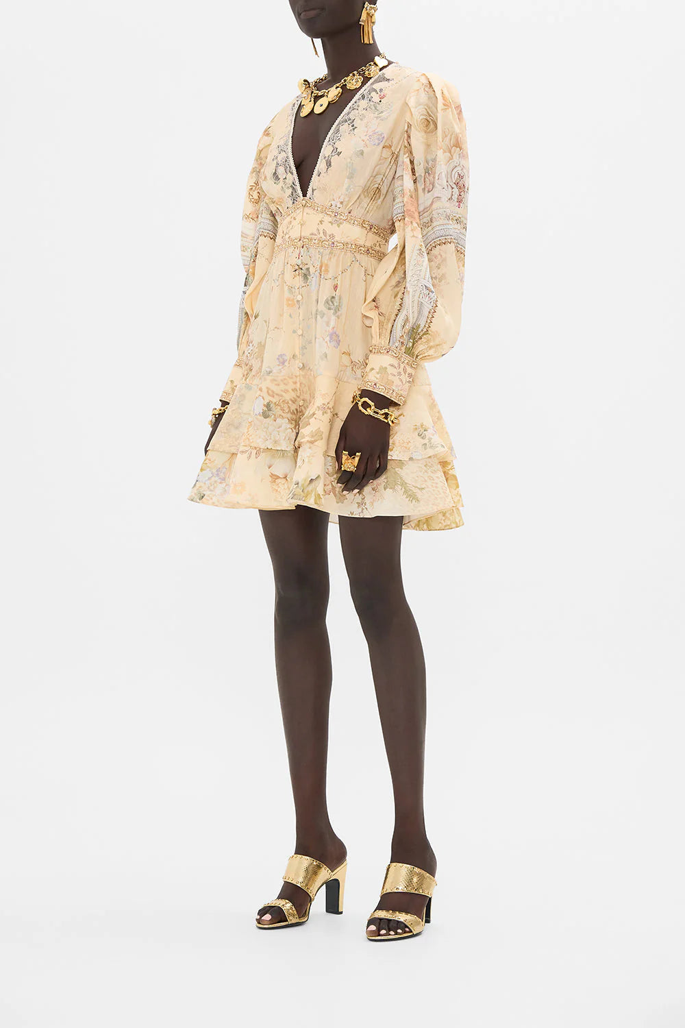 BUTTON FRONT FRILL DRESS