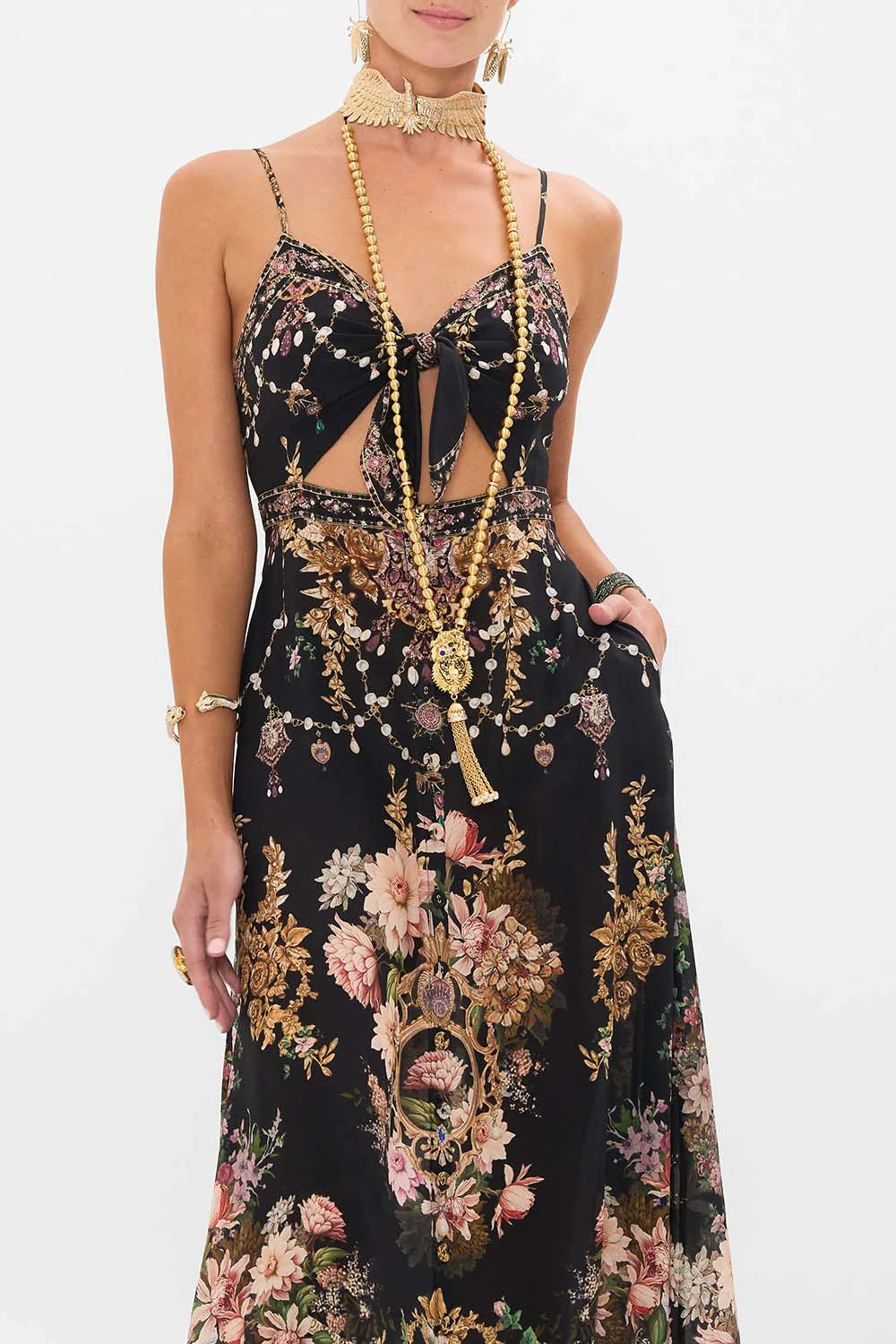 TIE FRONT CUT OUT MAXI DRESS