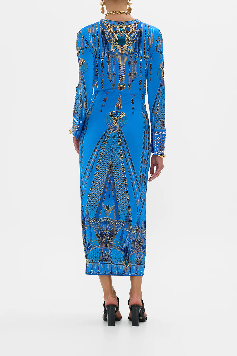 LONG V TWIST FRONT JERSEY DRESS