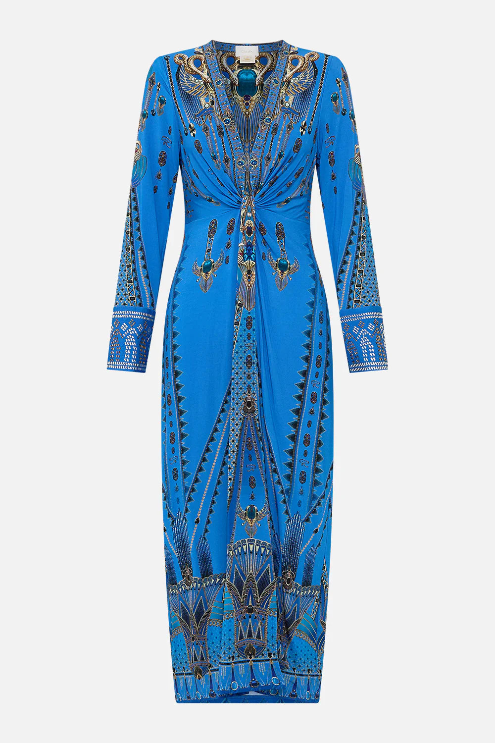 LONG V TWIST FRONT JERSEY DRESS