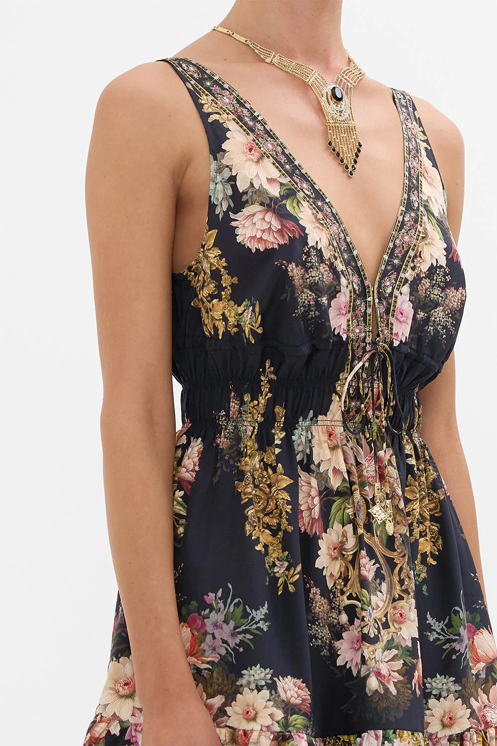 SHIRRED WAIST DETAIL MINI DRESS