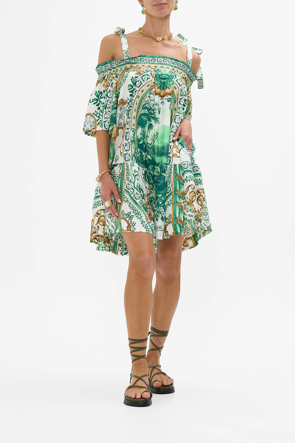 OFF SHOULDER FRILL DRESS W STRAPS