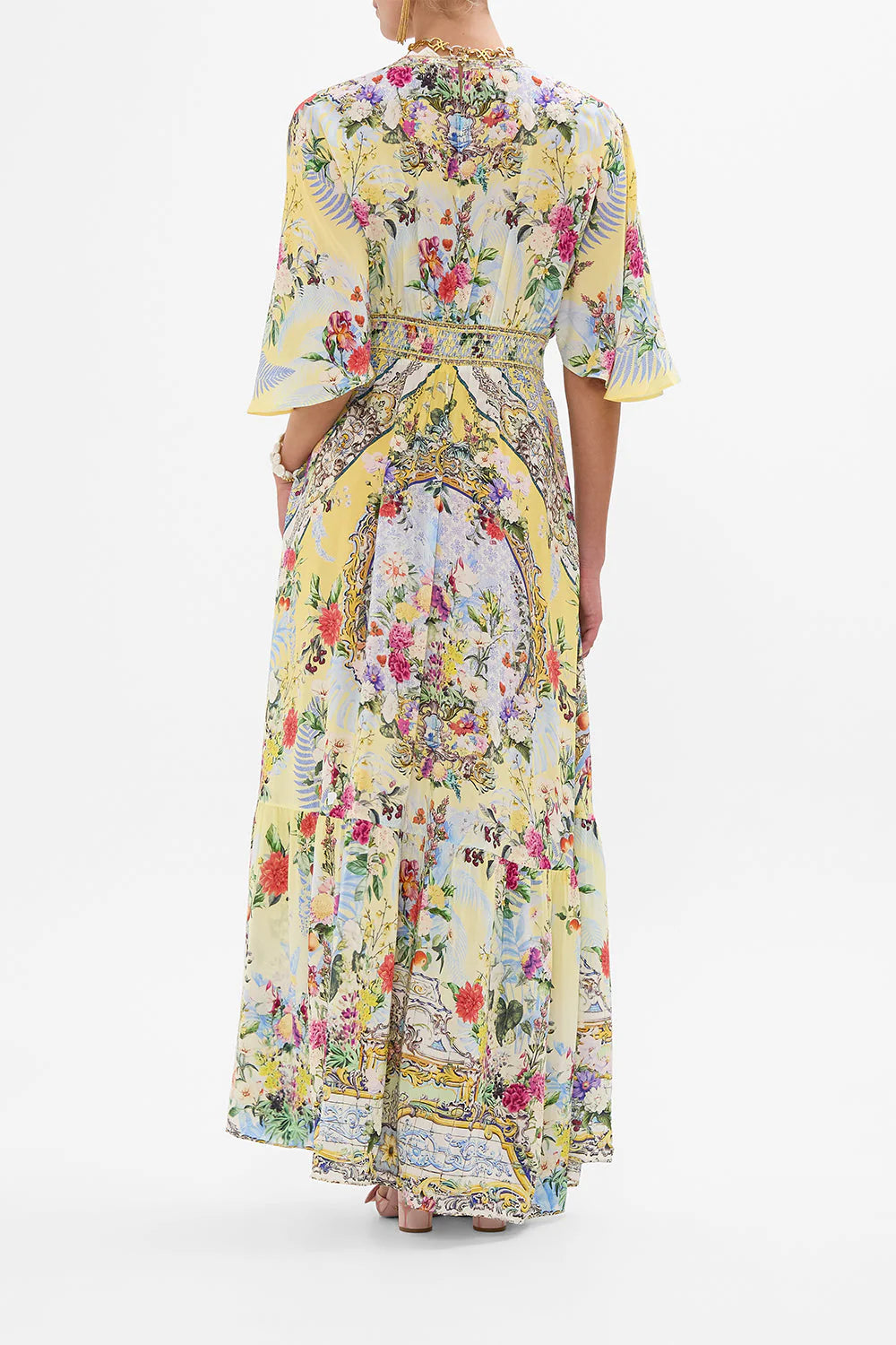 WAISTED DRESS WITH HEM RUFFLE