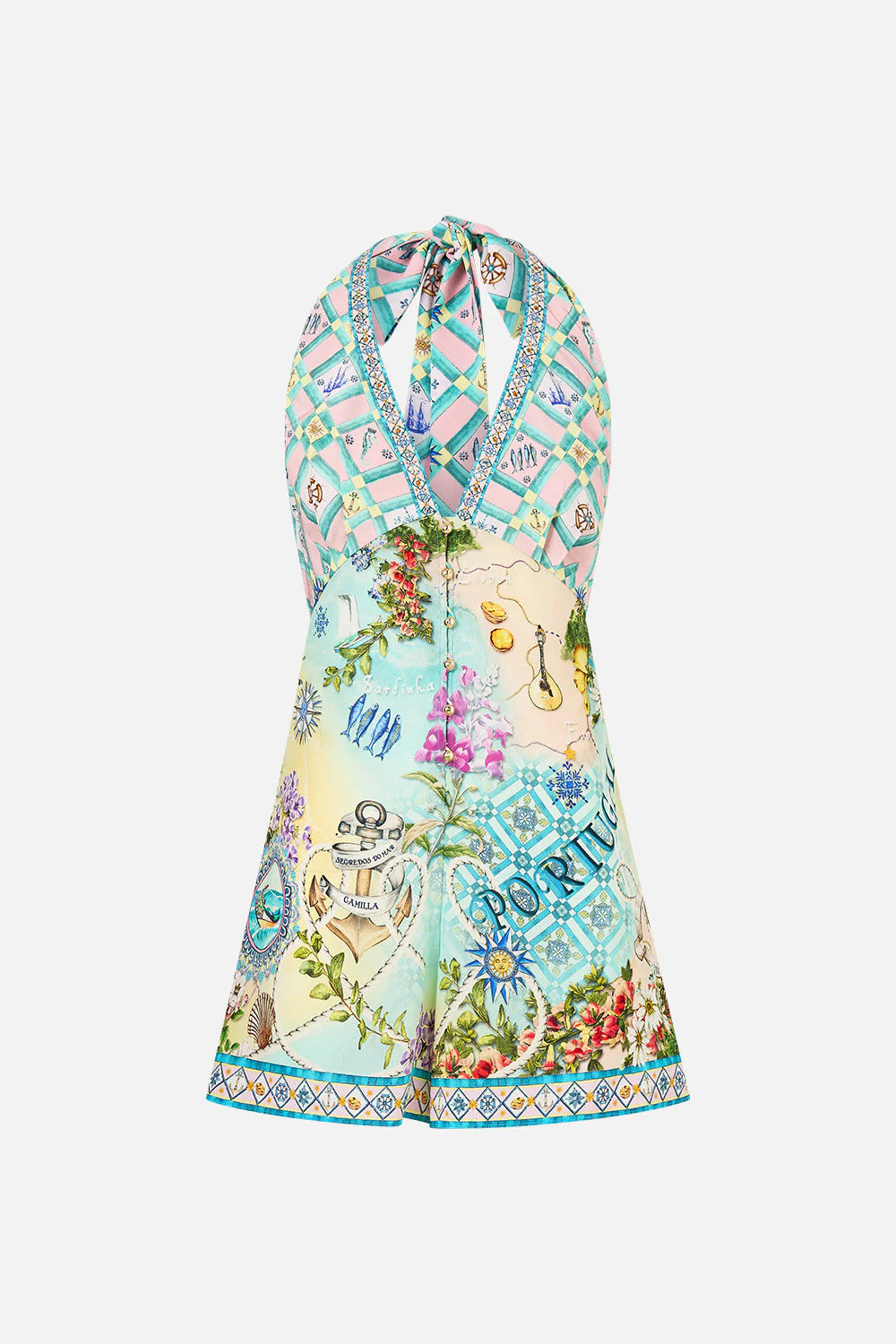 BUTTON FRONT HALTER PLAYSUIT