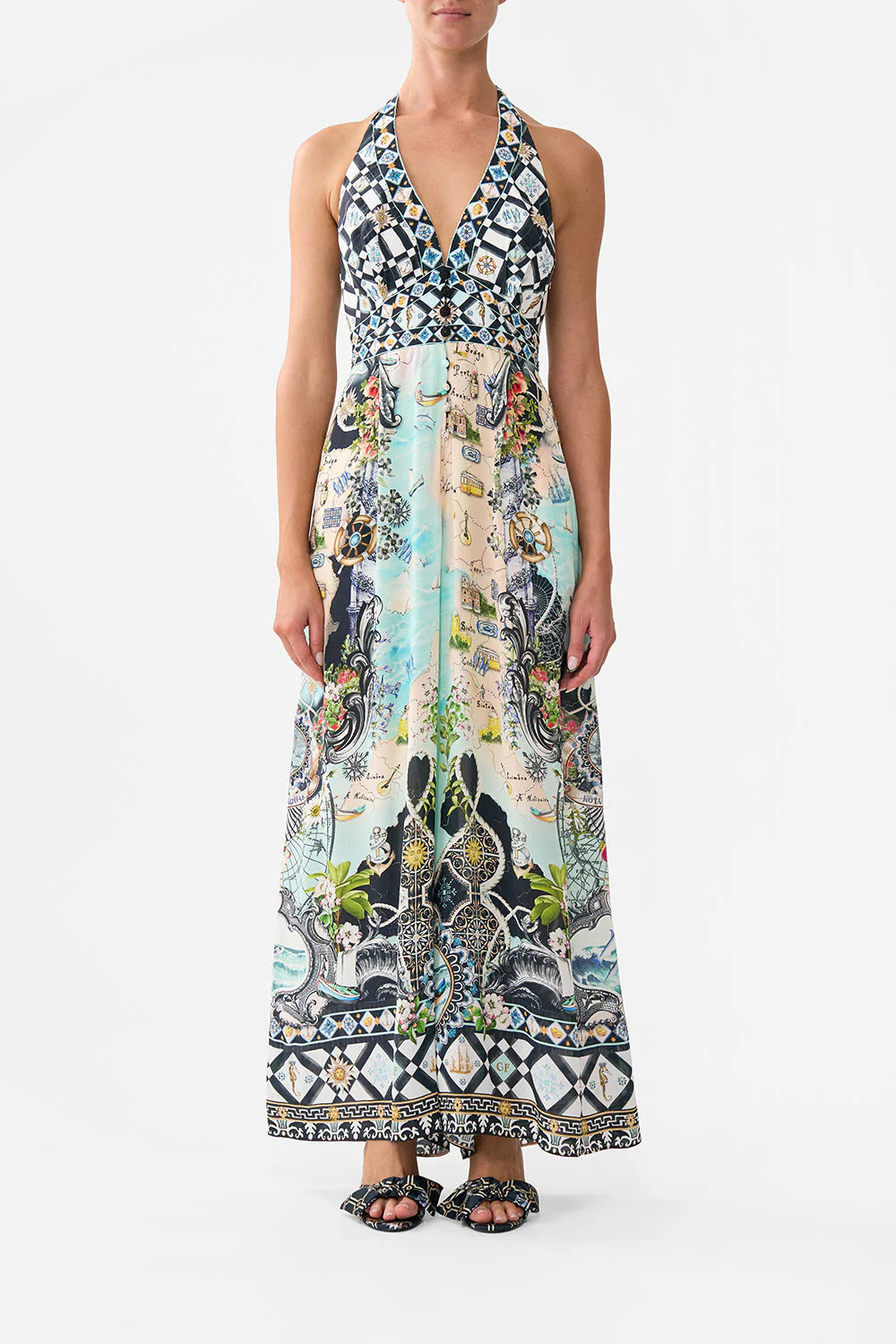 HALTERNECK JUMPSUIT W/ TIE NECK