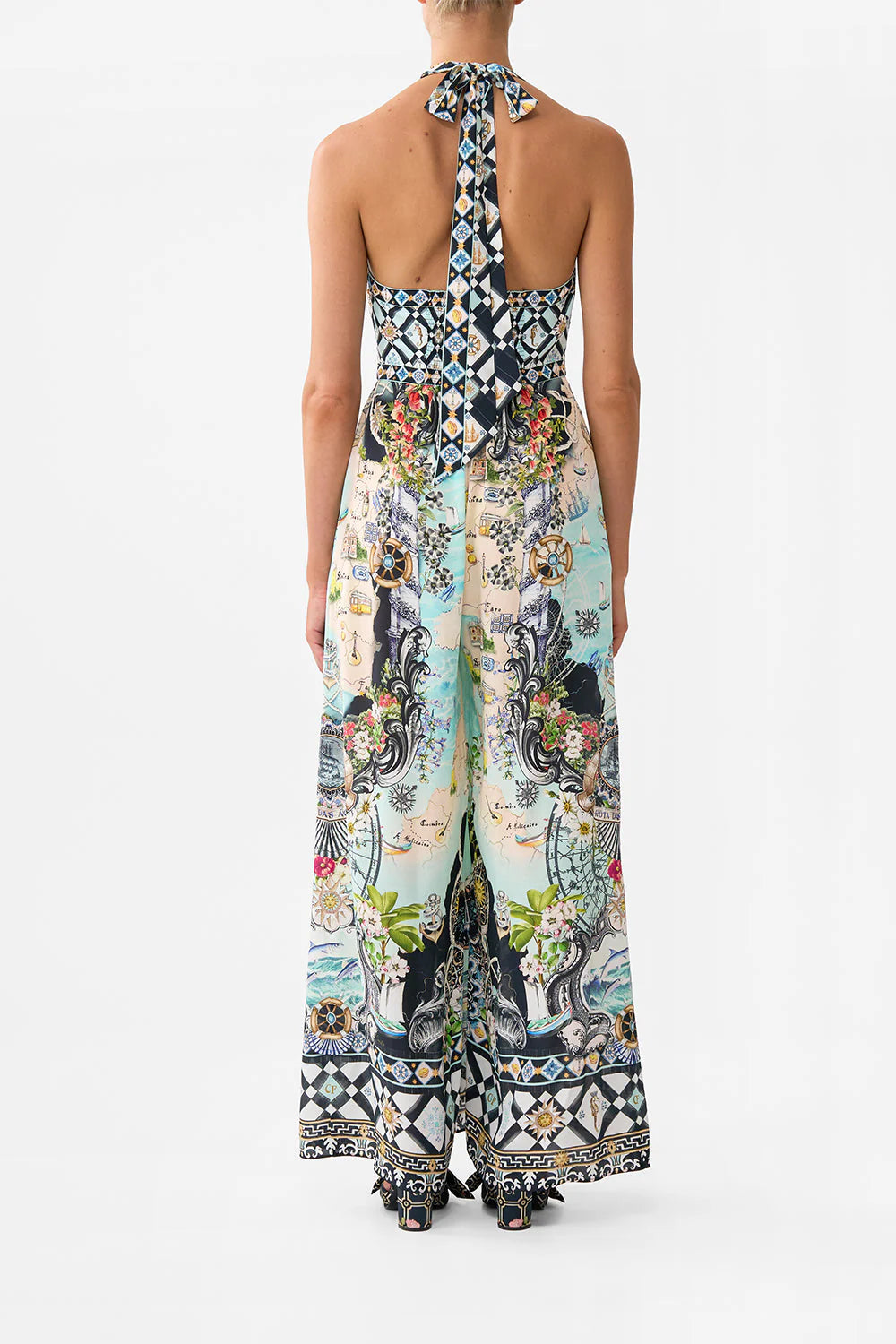 HALTERNECK JUMPSUIT W/ TIE NECK