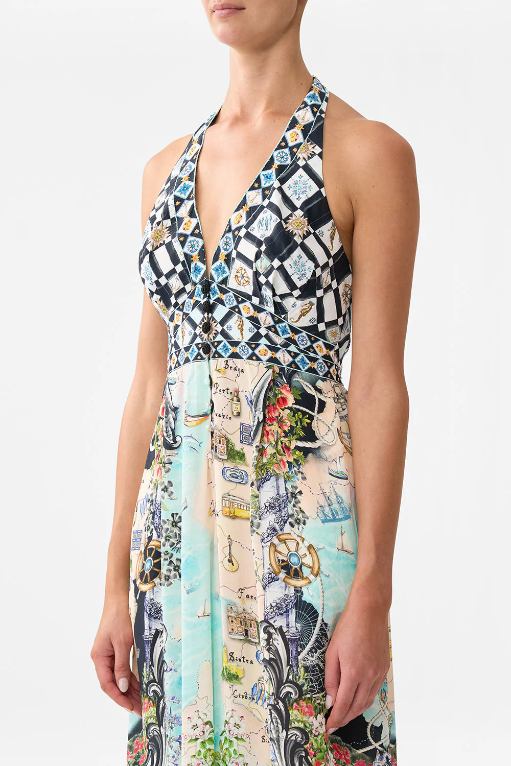 HALTERNECK JUMPSUIT W/ TIE NECK