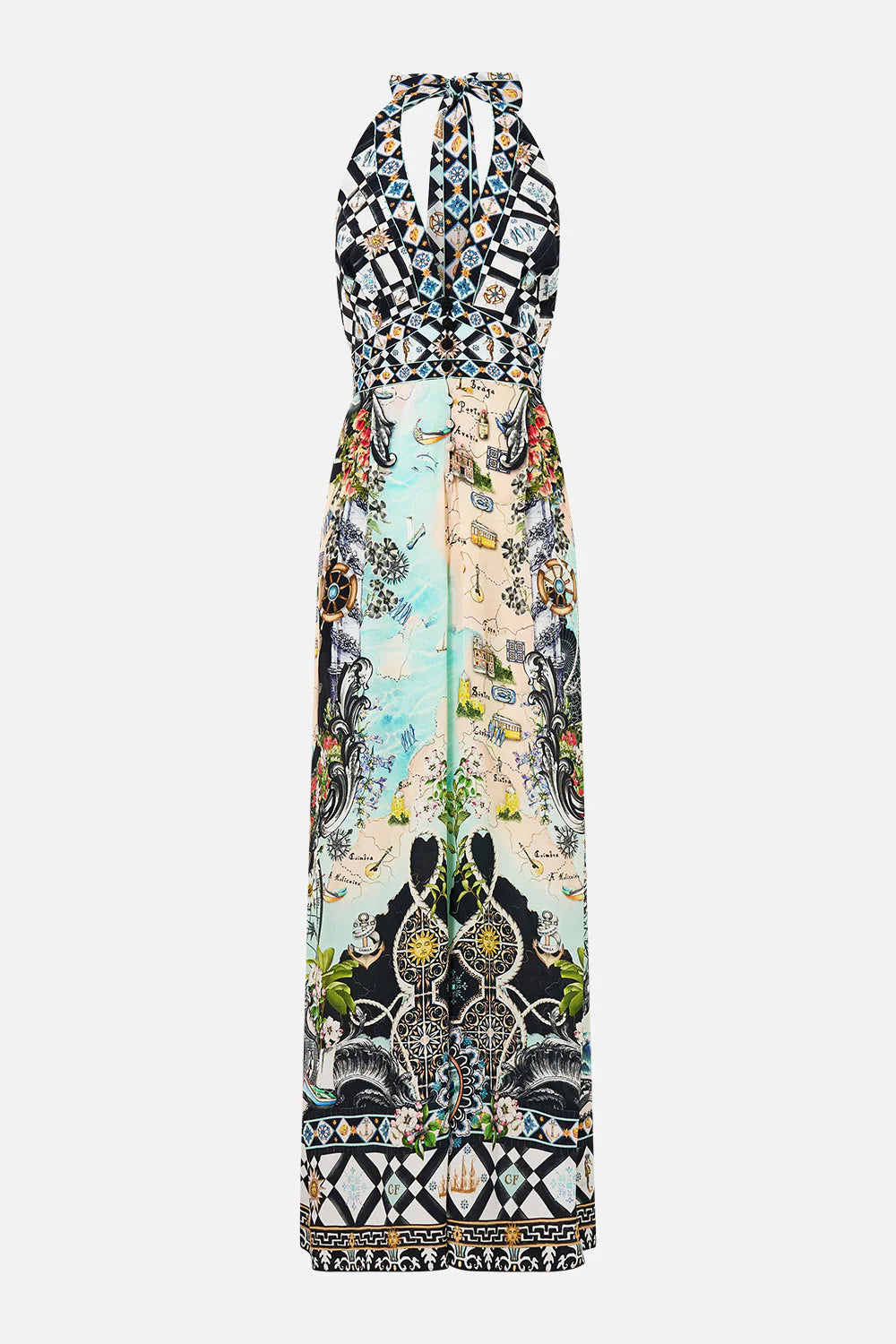 HALTERNECK JUMPSUIT W/ TIE NECK