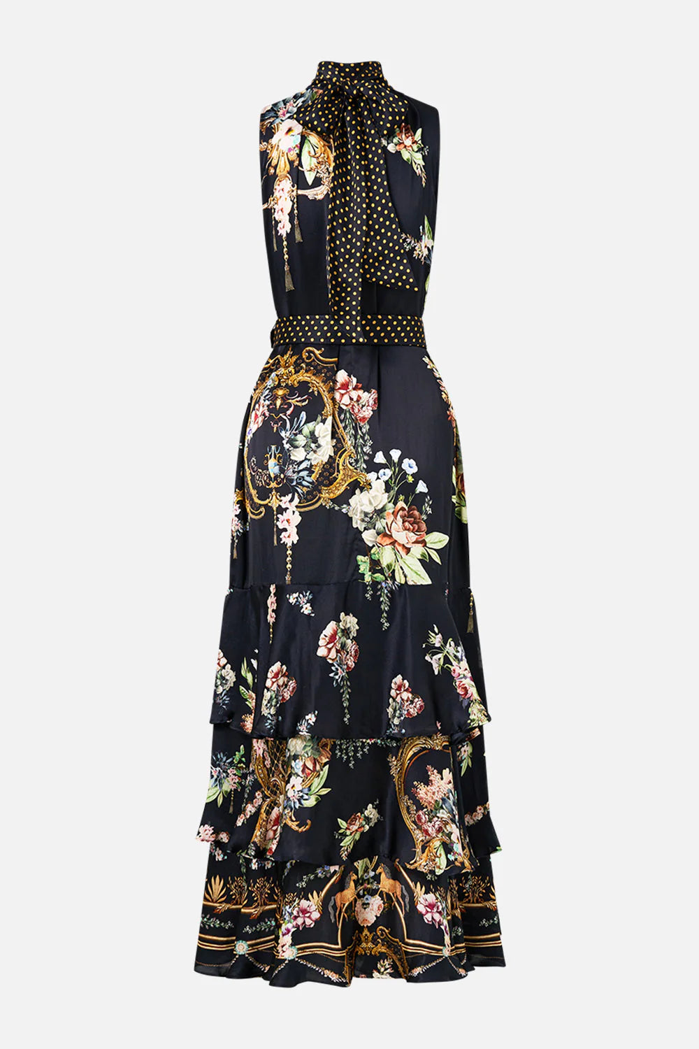 HIGHNECK TIERED RUFFLE HEM DRESS