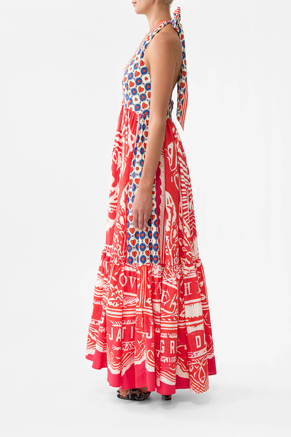 RUFFLE HEM HALTER DRESS