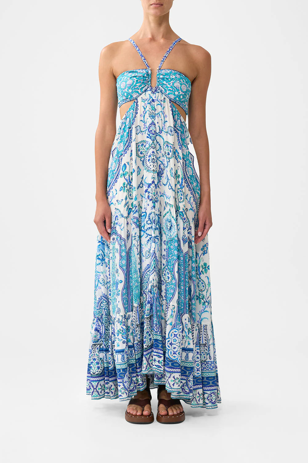 gathered cut-out dress Halter Gathered Cutout Dress