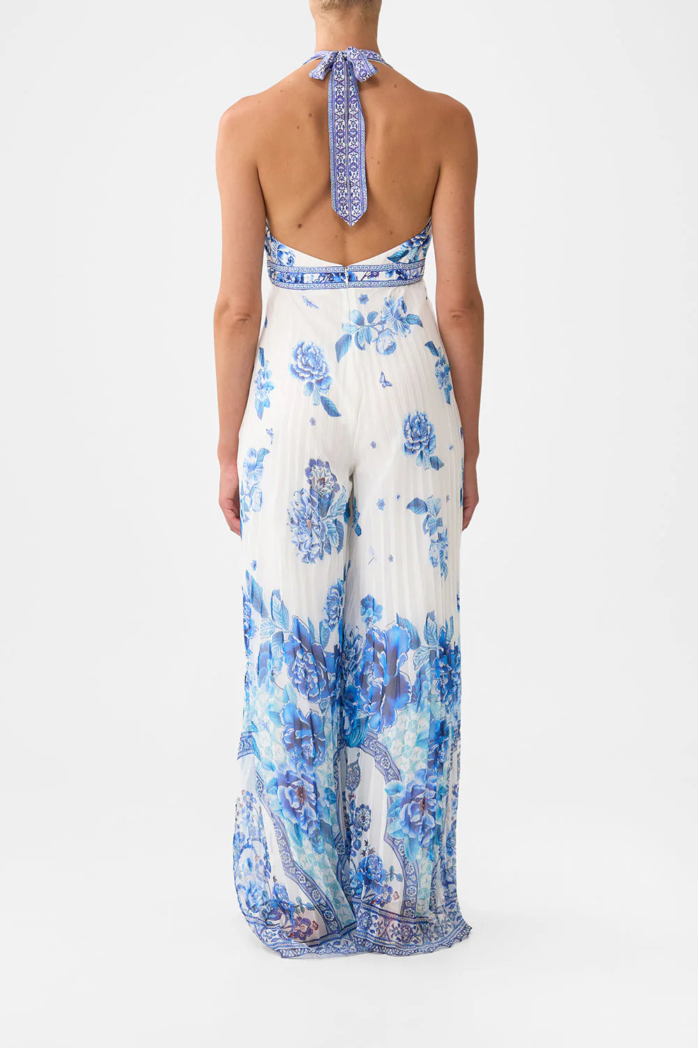 TIE NECK HALTER JUMPSUIT