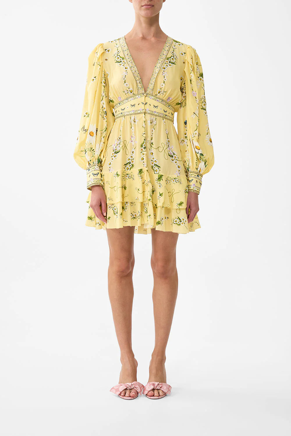 BUTTON FRONT FRILL DRESS