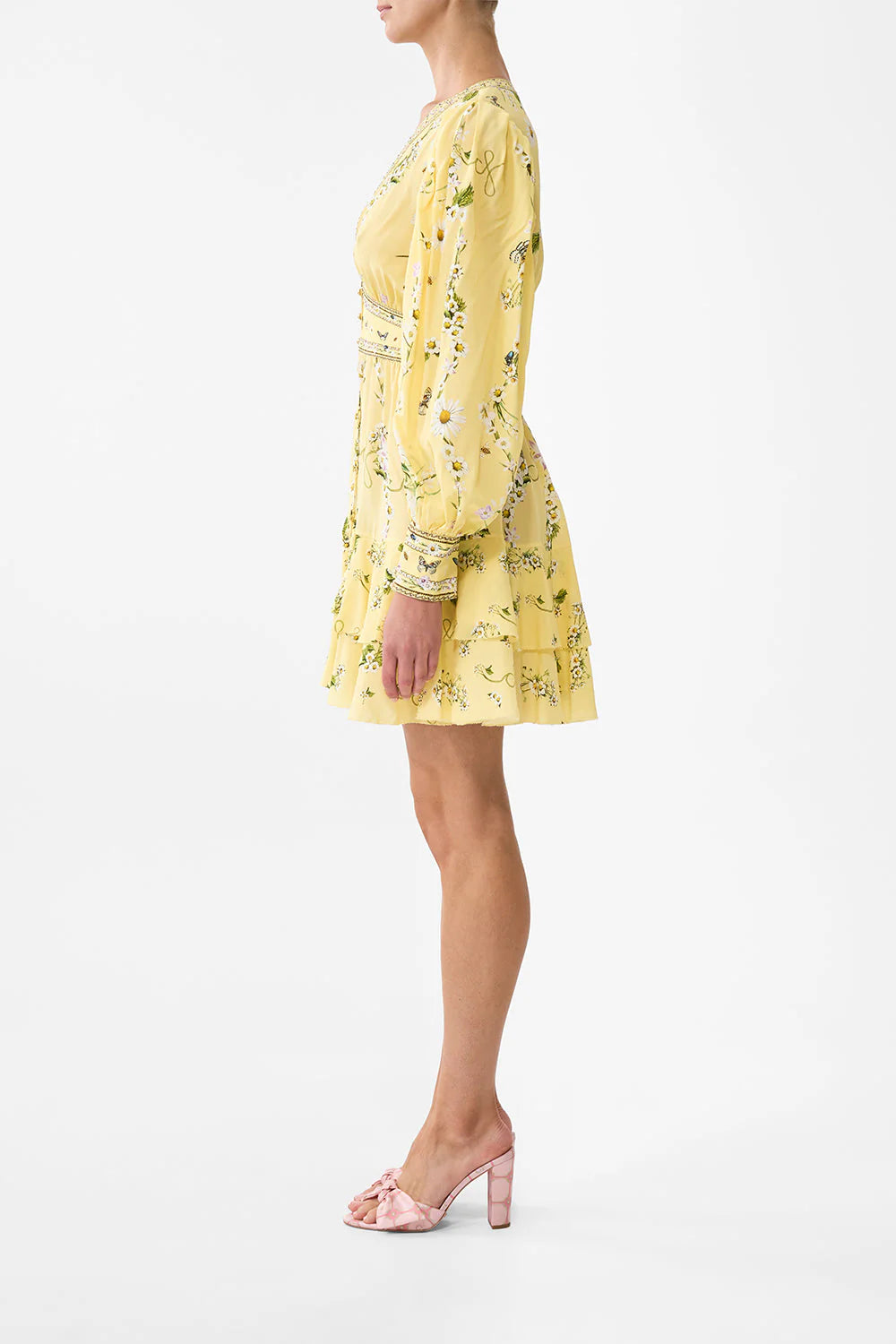 BUTTON FRONT FRILL DRESS