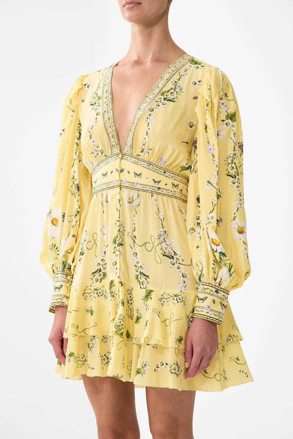 BUTTON FRONT FRILL DRESS