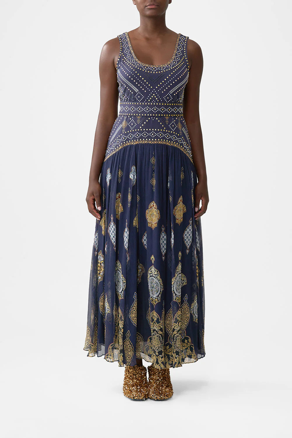 JERSEY TANK DRESS W CONTRAST SKIRT