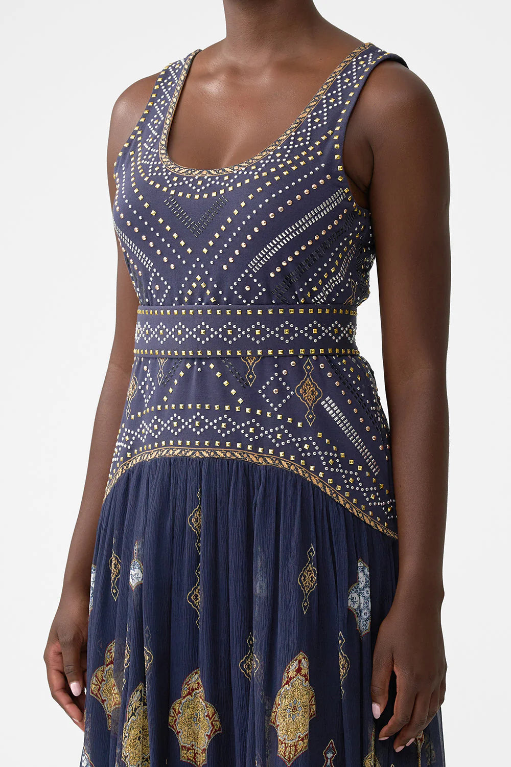 JERSEY TANK DRESS W CONTRAST SKIRT