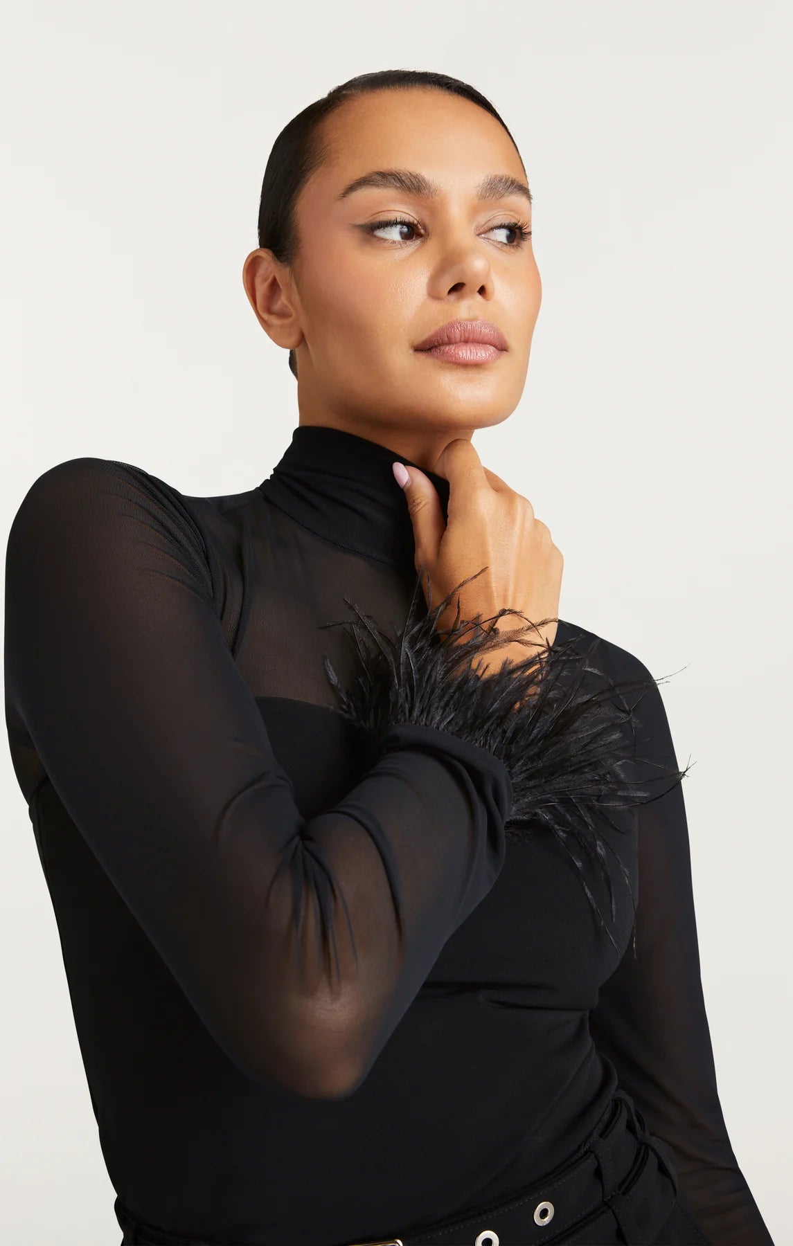 FEATHER TRIM SHANTEL TOP