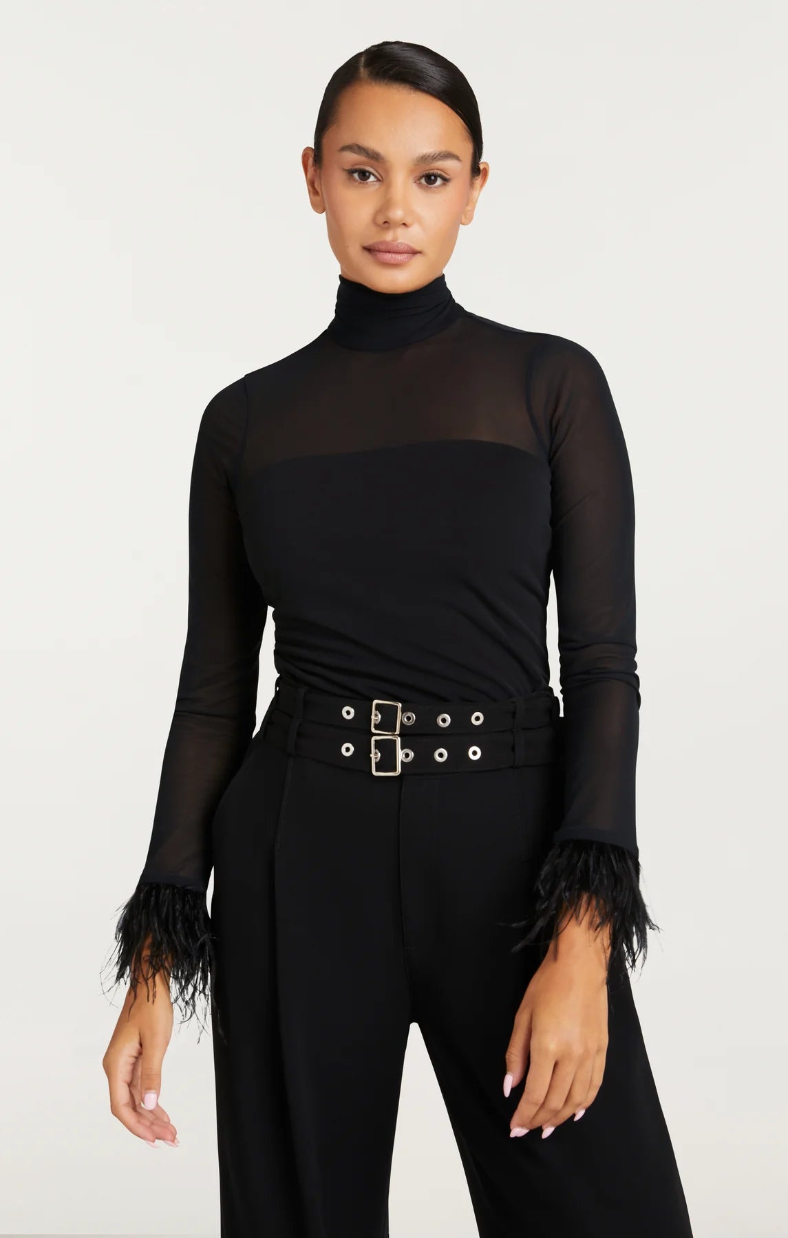 FEATHER TRIM SHANTEL TOP