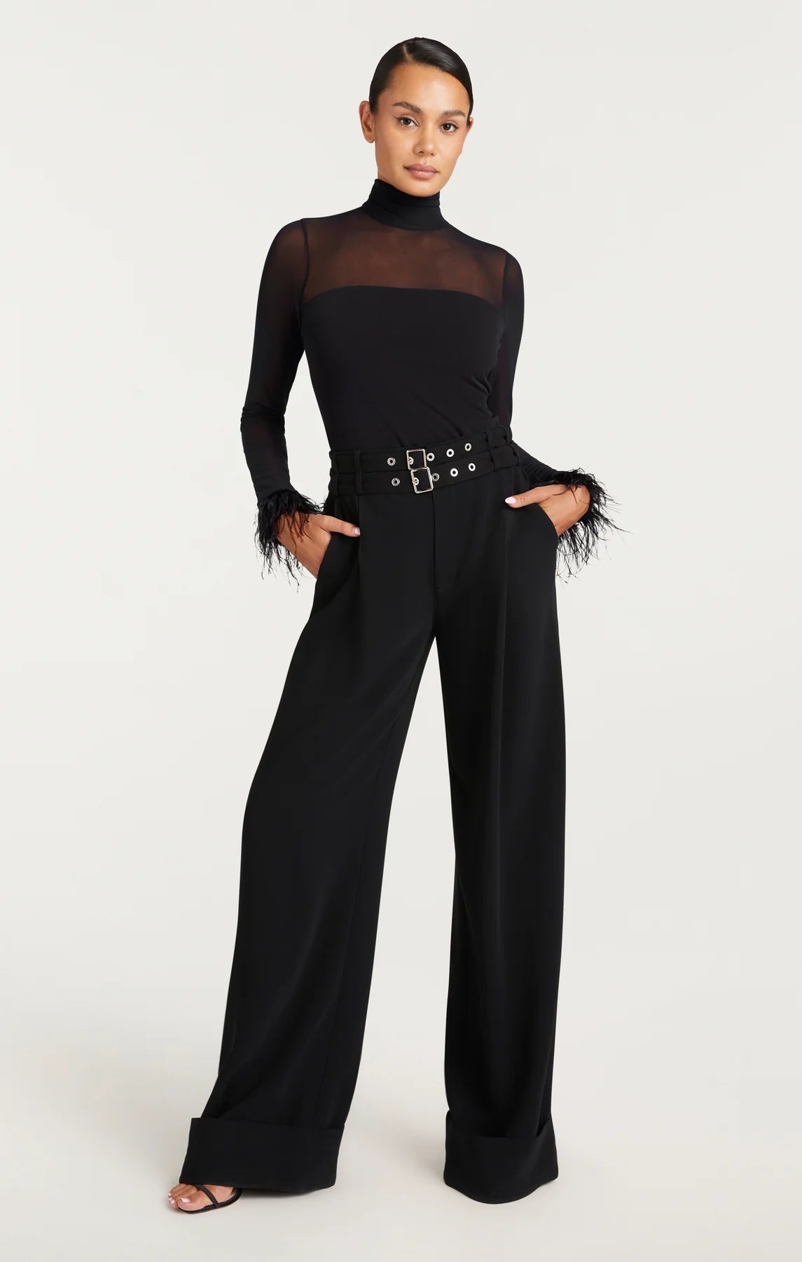 FEATHER TRIM SHANTEL TOP