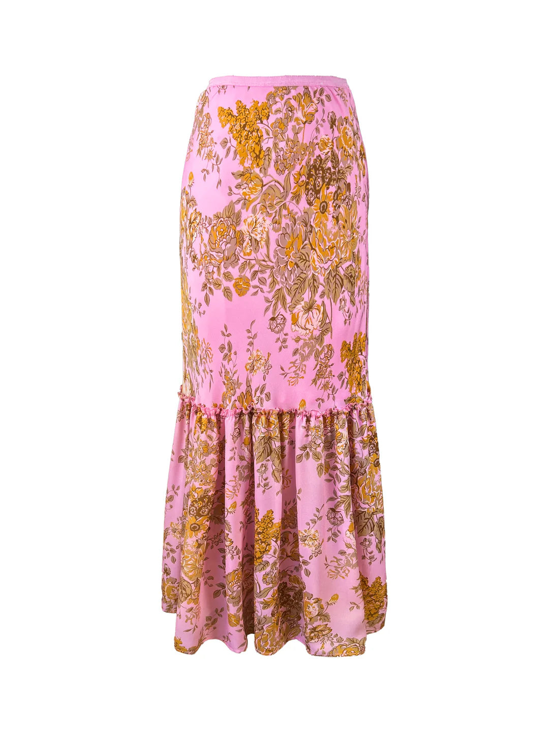 PRINTED LONG RUFFLE SKIRT