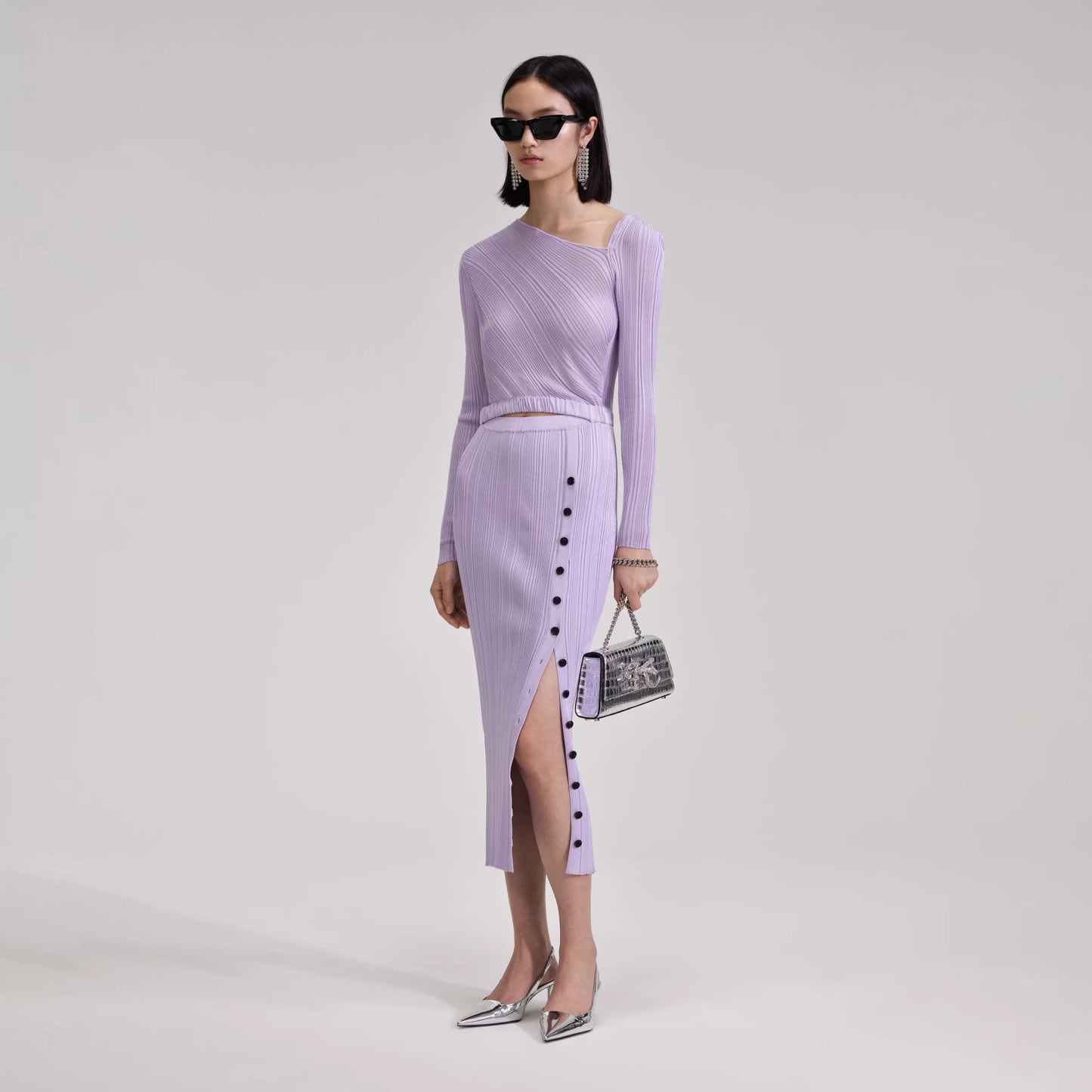 LILAC KNIT MIDI DRESS
